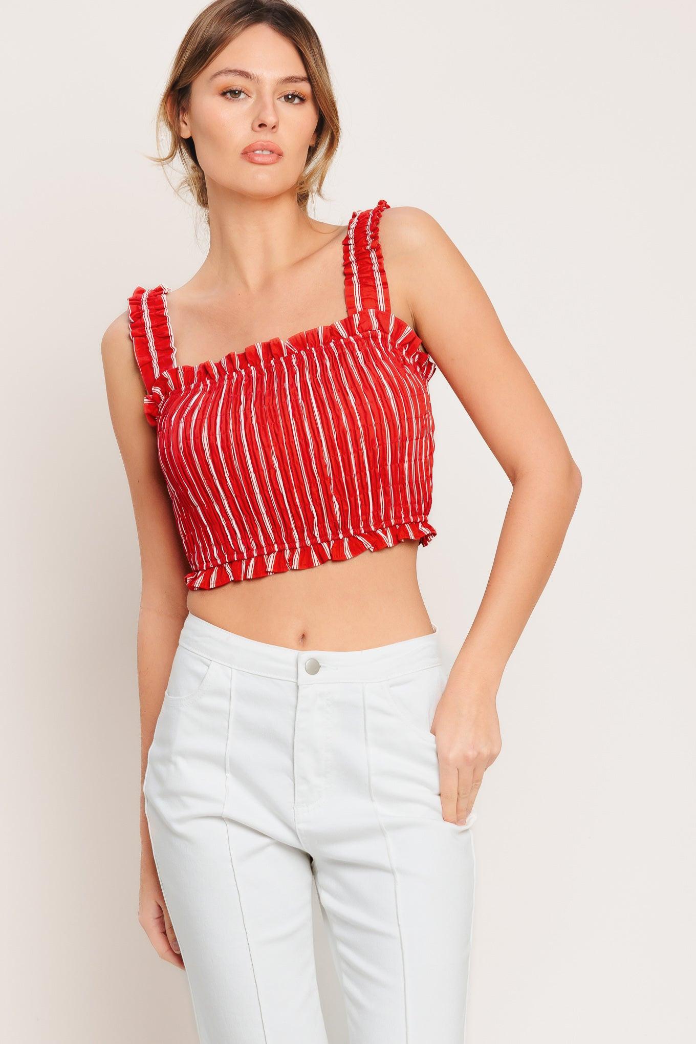 SUNSET STRIPE WOVEN TOP Flying Tomato