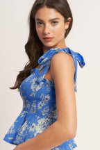 ROMANTIC BLUE PALETTE WOVEN TOP Flying Tomato