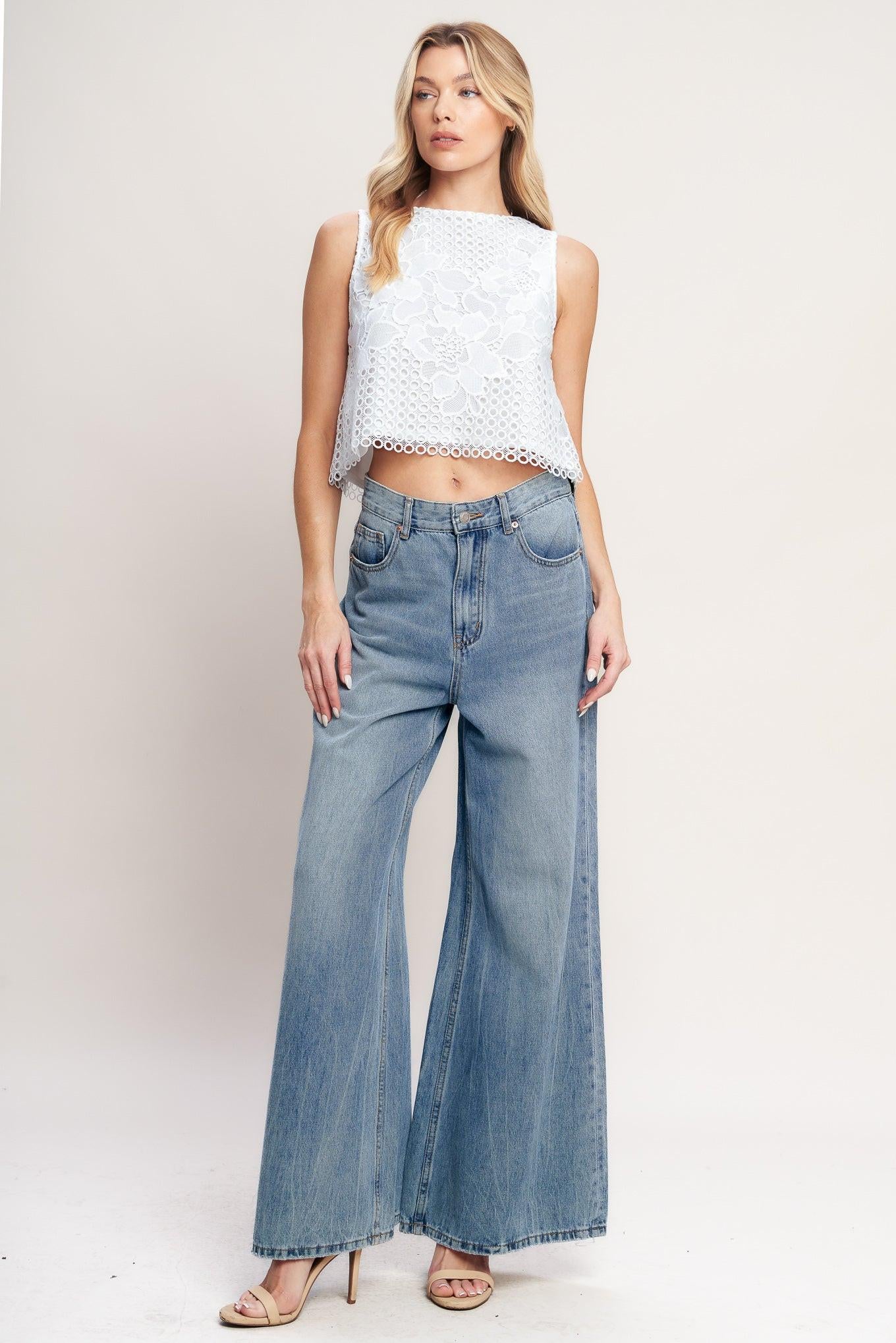 LOVE AT FIRST WOVEN LACE TOP Flying Tomato
