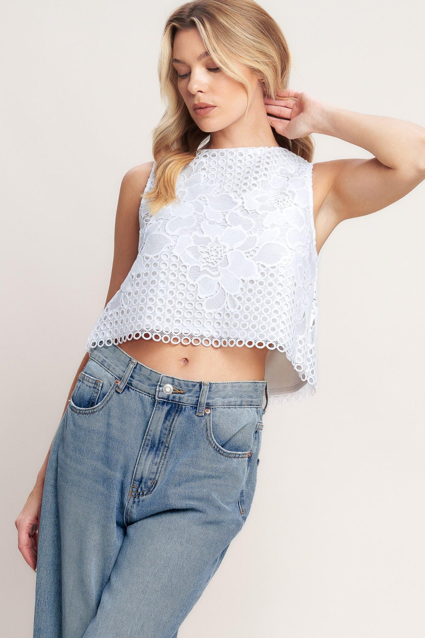 LOVE AT FIRST WOVEN LACE TOP Flying Tomato