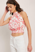 AMALFI SUNSET HALTER WOVEN TOP Flying Tomato