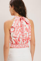 AMALFI SUNSET HALTER WOVEN TOP Flying Tomato