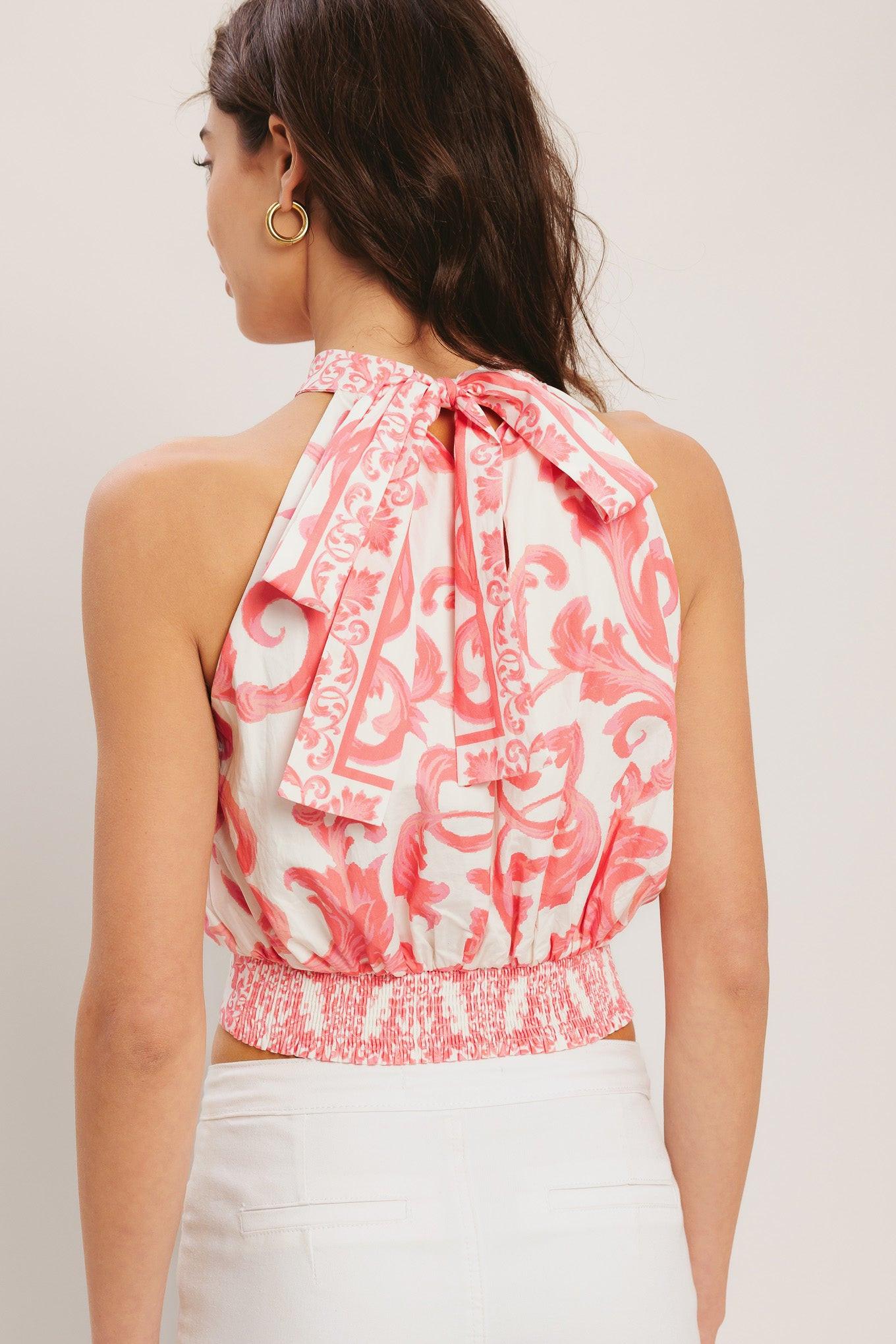 AMALFI SUNSET HALTER WOVEN TOP Flying Tomato