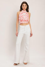 AMALFI SUNSET HALTER WOVEN TOP Flying Tomato