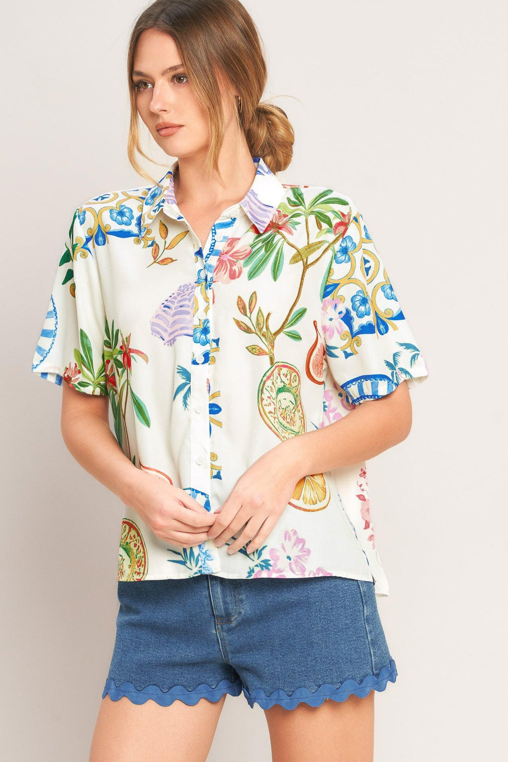 SUMMER PORCELAIN WOVEN TOP Flying Tomato