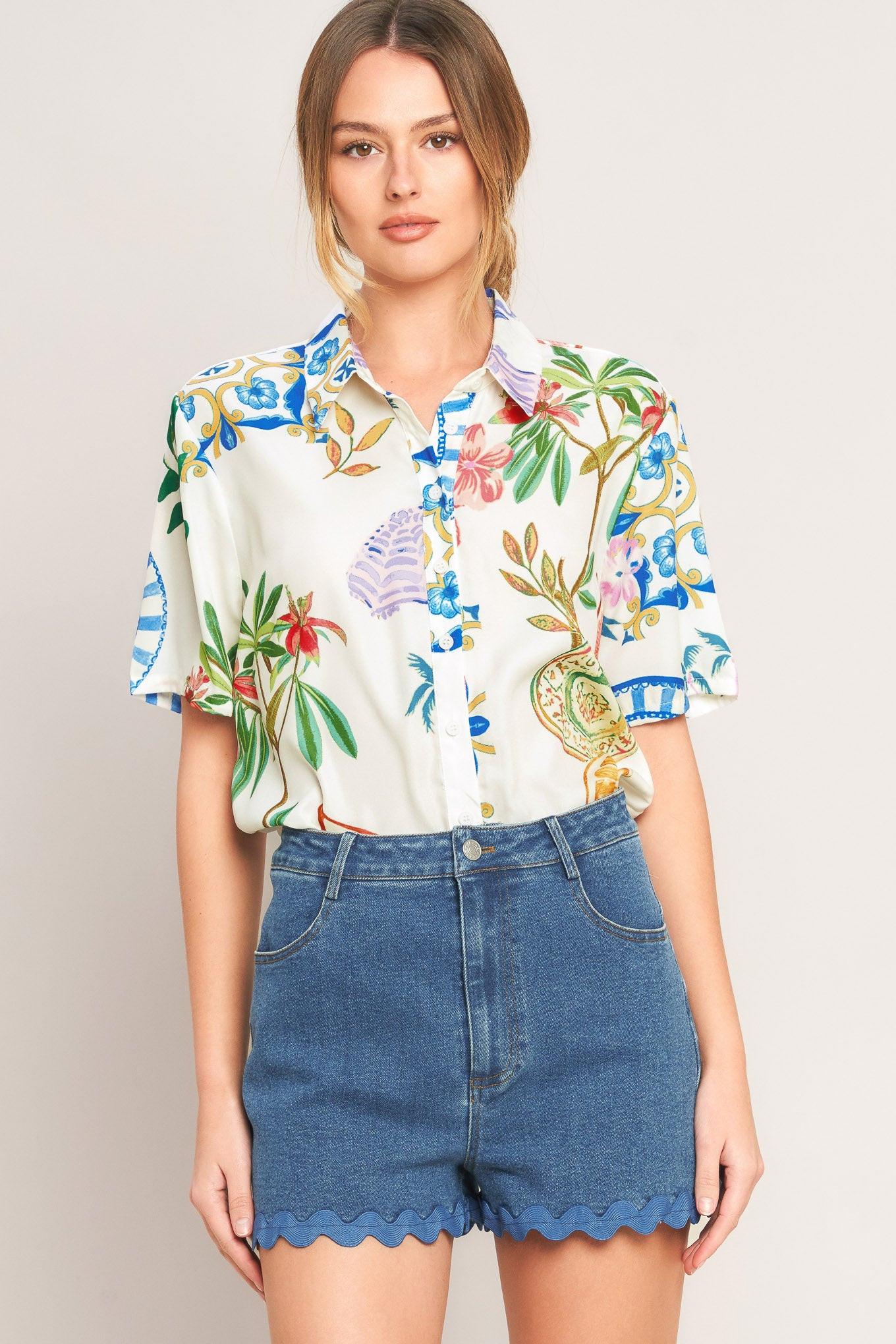 SUMMER PORCELAIN WOVEN TOP Flying Tomato