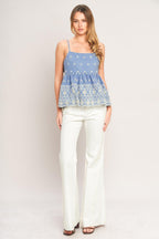 BLUE MEADOW WOVEN TOP Flying Tomato
