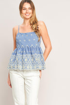 BLUE MEADOW WOVEN TOP Flying Tomato