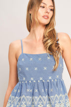 BLUE MEADOW WOVEN TOP Flying Tomato