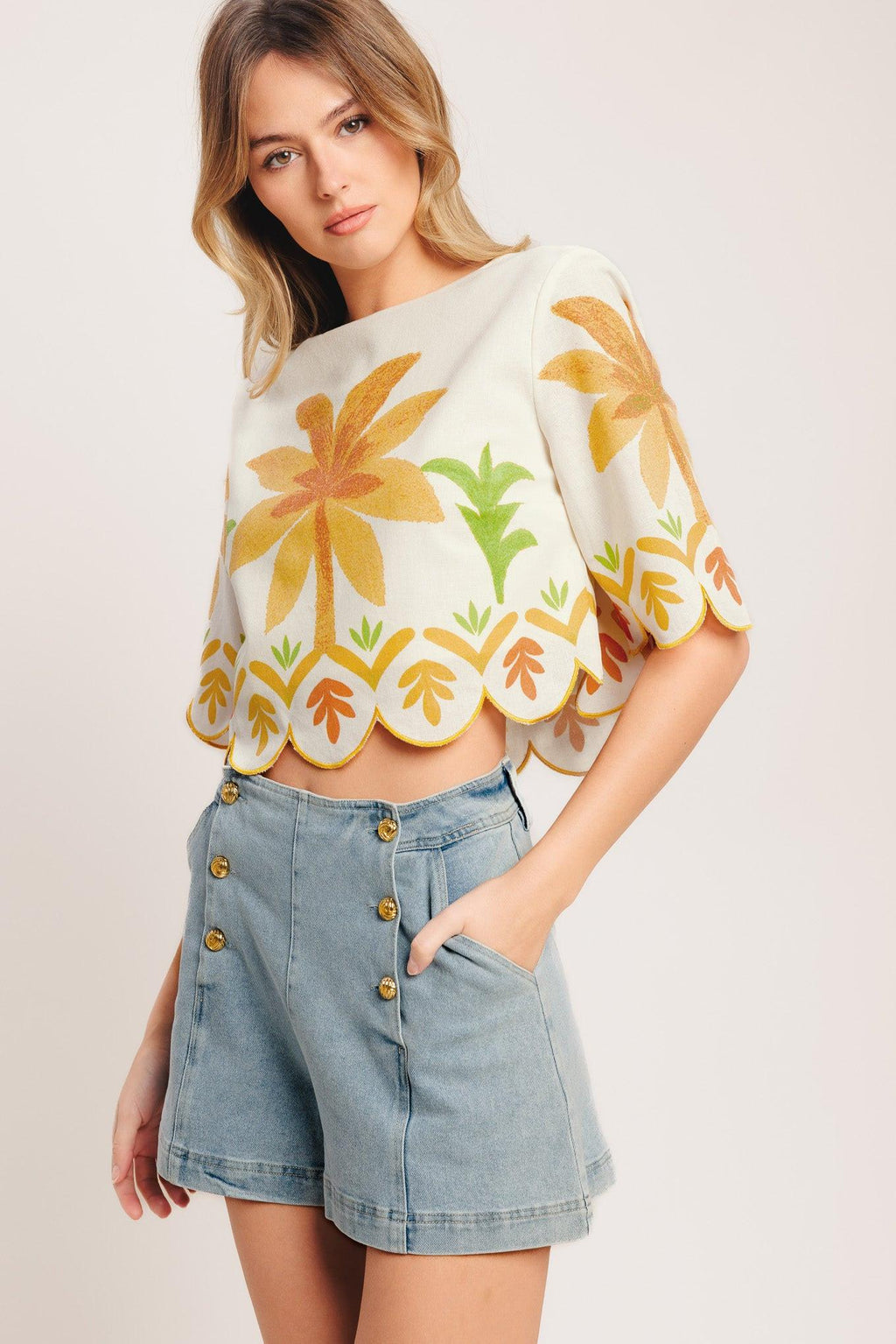 VINTAGE ISLAND WOVEN CROP TOP Flying Tomato