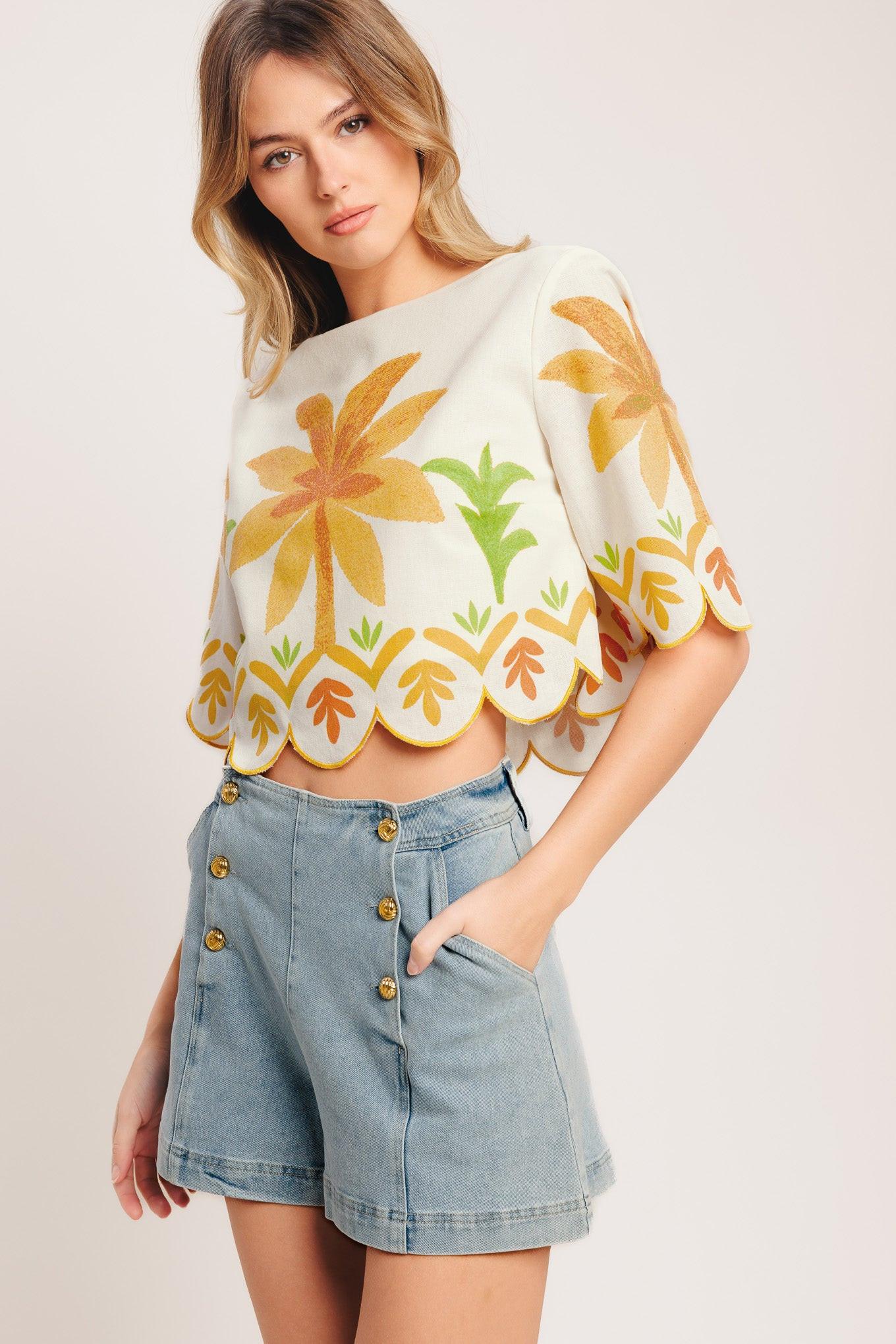VINTAGE ISLAND WOVEN CROP TOP Flying Tomato