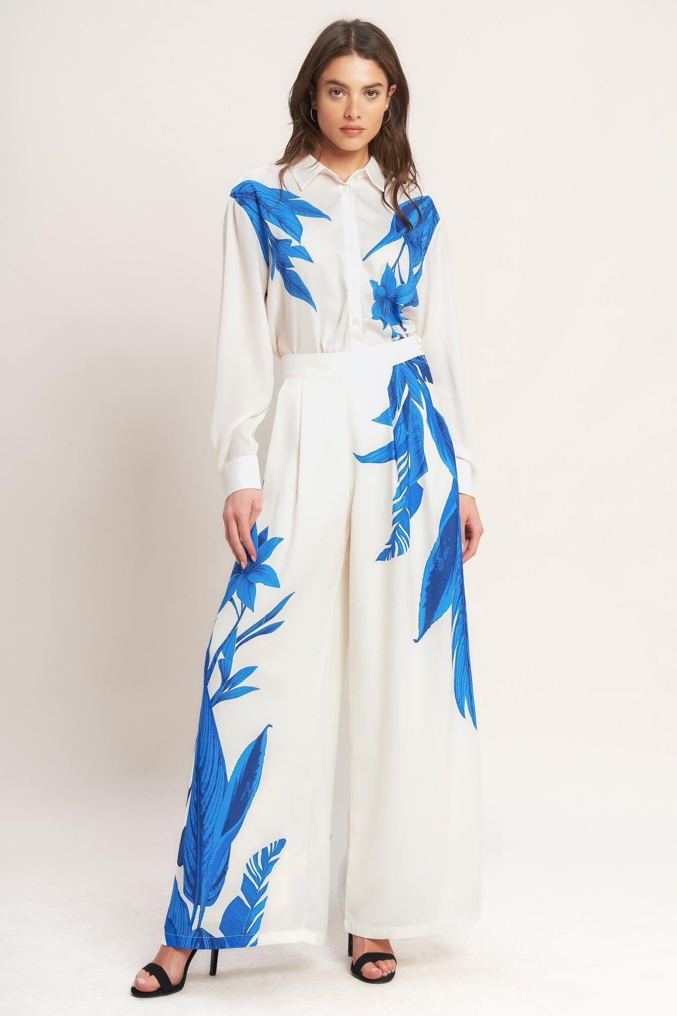 ASYMMETRICAL BOTANICAL WOVEN SHIRT Flying Tomato