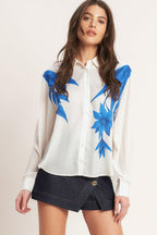 ASYMMETRICAL BOTANICAL WOVEN SHIRT Flying Tomato