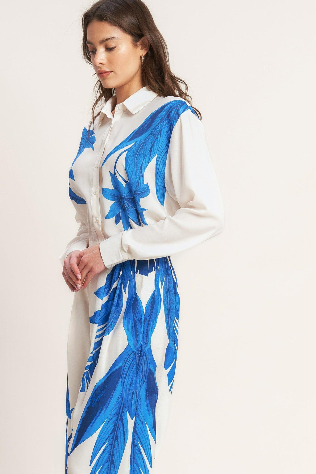 ASYMMETRICAL BOTANICAL WOVEN SHIRT Flying Tomato