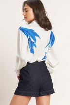 ASYMMETRICAL BOTANICAL WOVEN SHIRT Flying Tomato