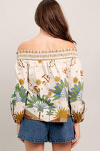 SUNLIT GARDEN WOVEN OFF SHOULDER TOP Flying Tomato