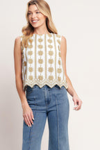 SUN-KISSED WOVEN EMBROIDERED TOP Flying Tomato
