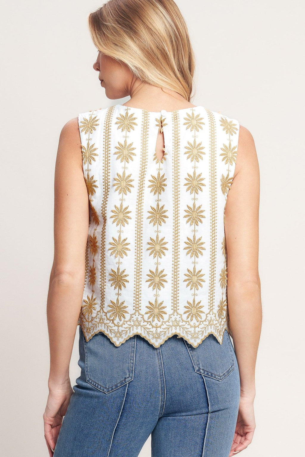 SUN-KISSED WOVEN EMBROIDERED TOP Flying Tomato