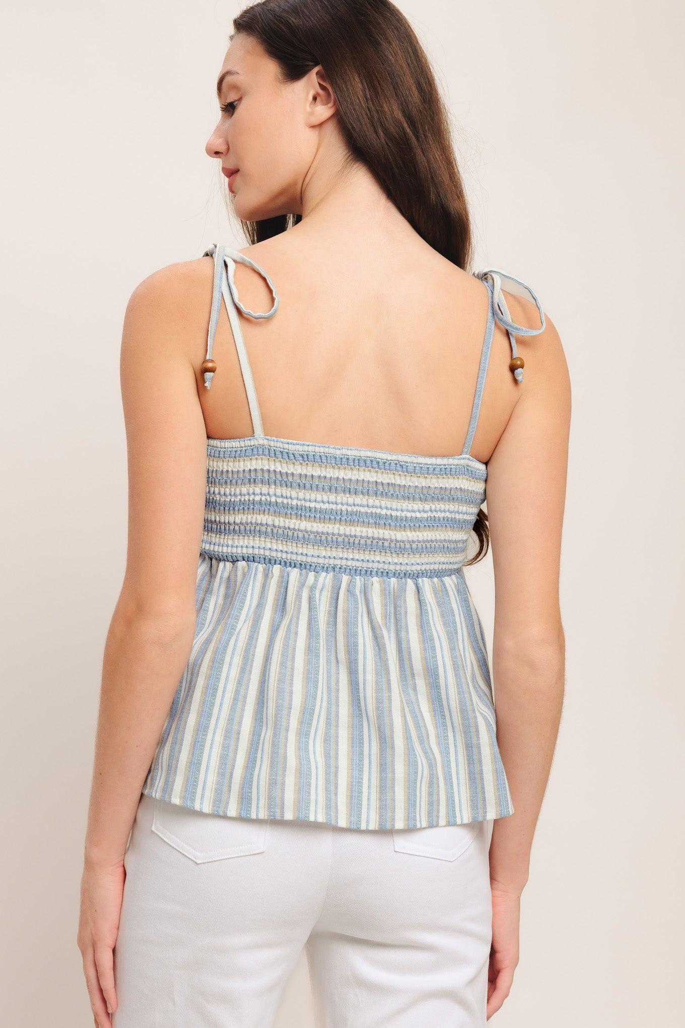 COASTAL DAY STRIP WOVEN TOP Flying Tomato