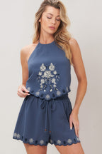 MOONLIT FLORA WOVEN SCARF TOP AND SHORT SET Flying Tomato