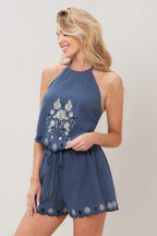 MOONLIT FLORA WOVEN SCARF TOP AND SHORT SET Flying Tomato