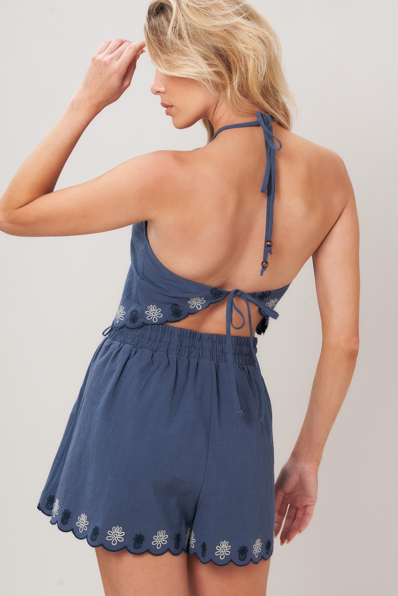 MOONLIT FLORA WOVEN SCARF TOP AND SHORT SET Flying Tomato