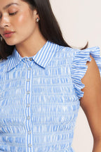 EFFORTLESSLY SWEET STRIPED WOVEN TOP Flying Tomato