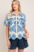 COASTLINE PALM WOVEN TOP Flying Tomato