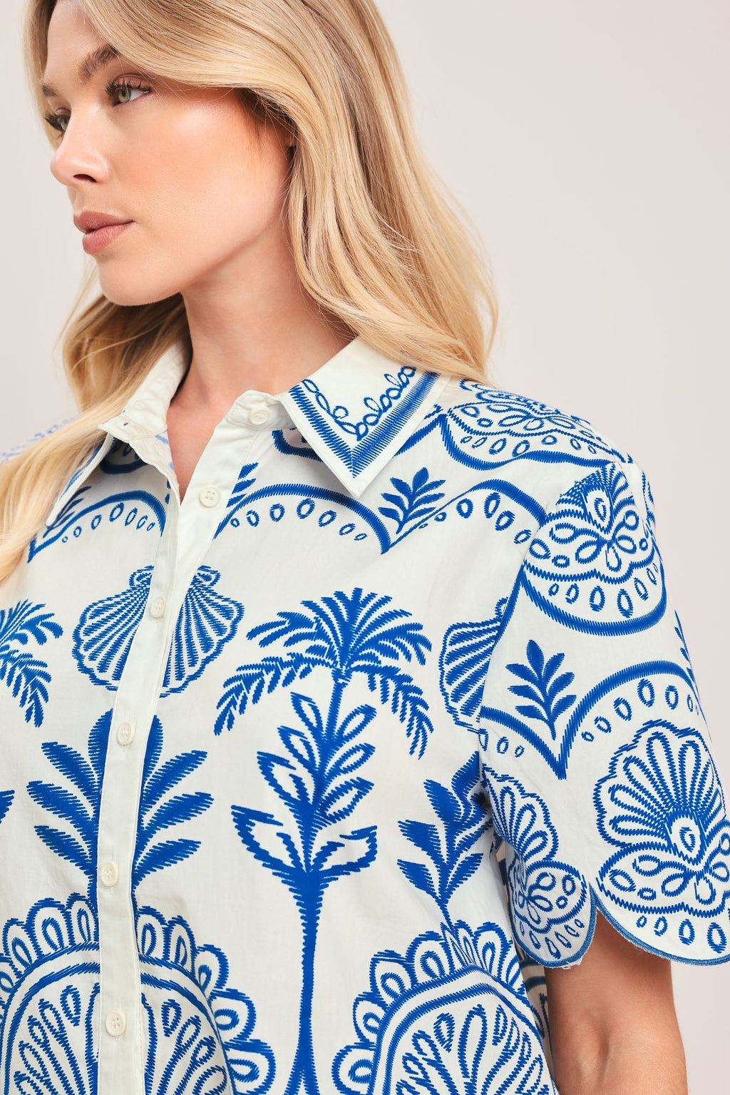 COASTLINE PALM WOVEN TOP Flying Tomato