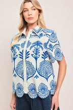 COASTLINE PALM WOVEN TOP Flying Tomato