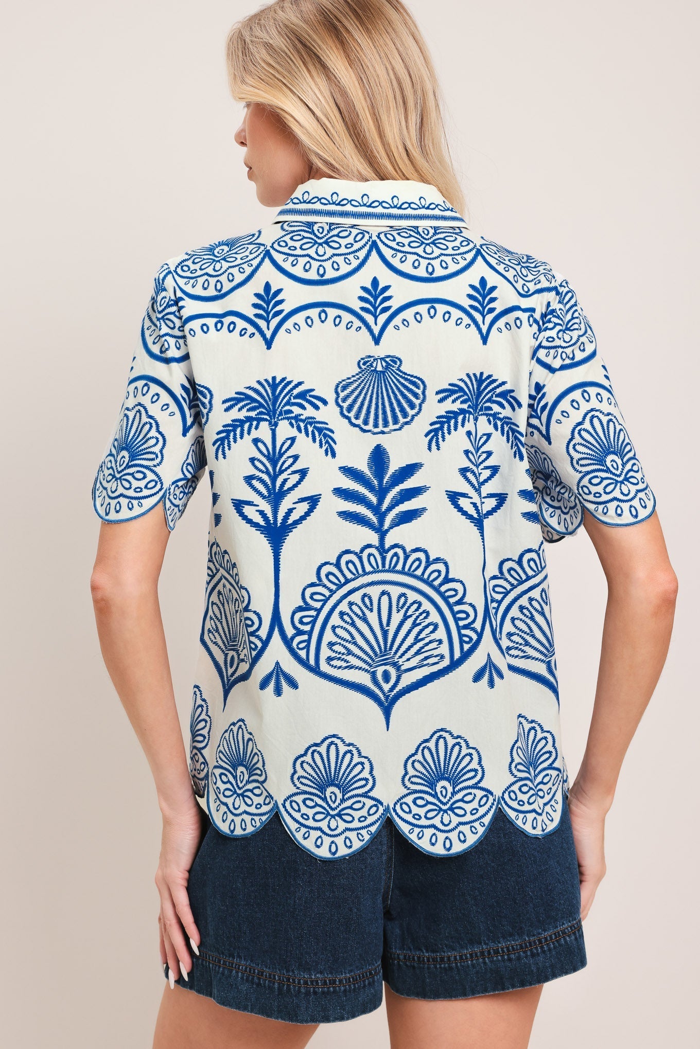 COASTLINE PALM WOVEN TOP Flying Tomato