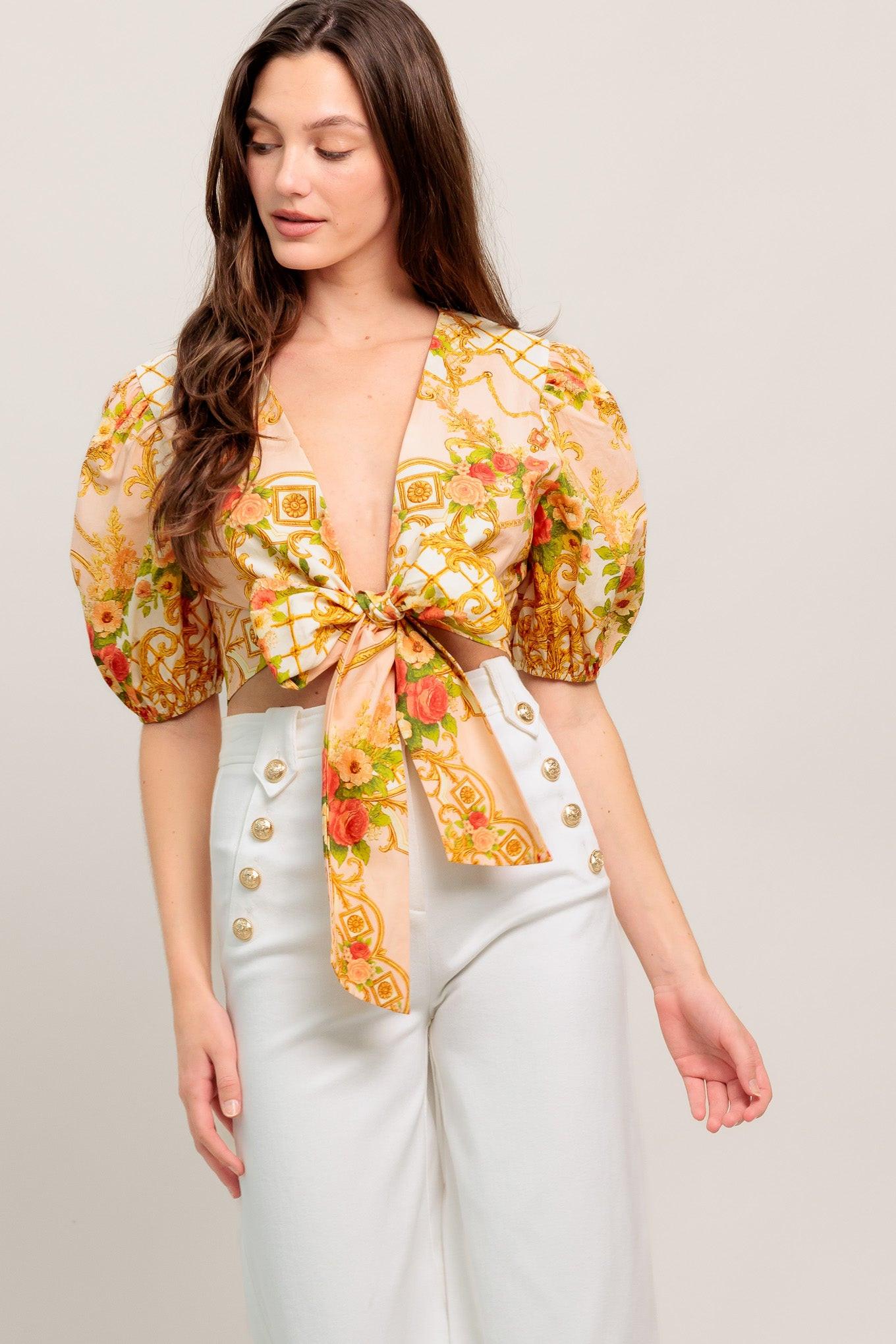 PALACE ROSE STATEMENT WOVEN CROP TOP Flying Tomato