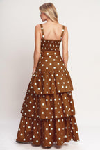 BROWN SUGAR DOT WOVEN BUSTIER TOP Flying Tomato