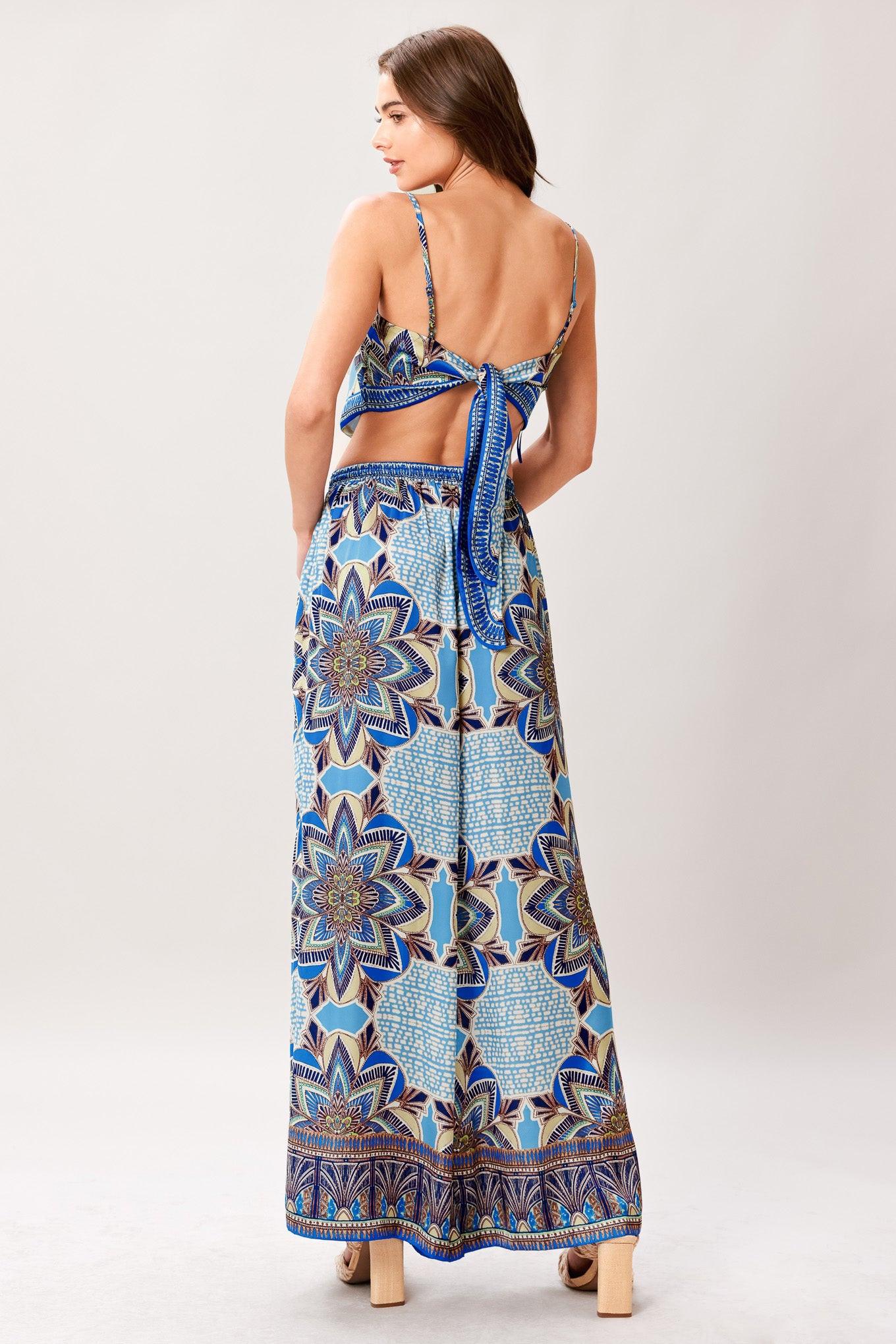 AZURE MANDALA WOVEN SCARF TOP AND PANT SET Flying Tomato