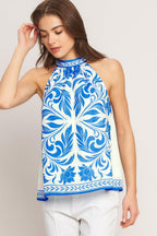 COASTAL CHARM HALTER WOVEN TOP Flying Tomato