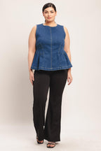 MODERN FLOUNCE DENIM TOP Flying Tomato