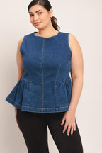 MODERN FLOUNCE DENIM TOP Flying Tomato