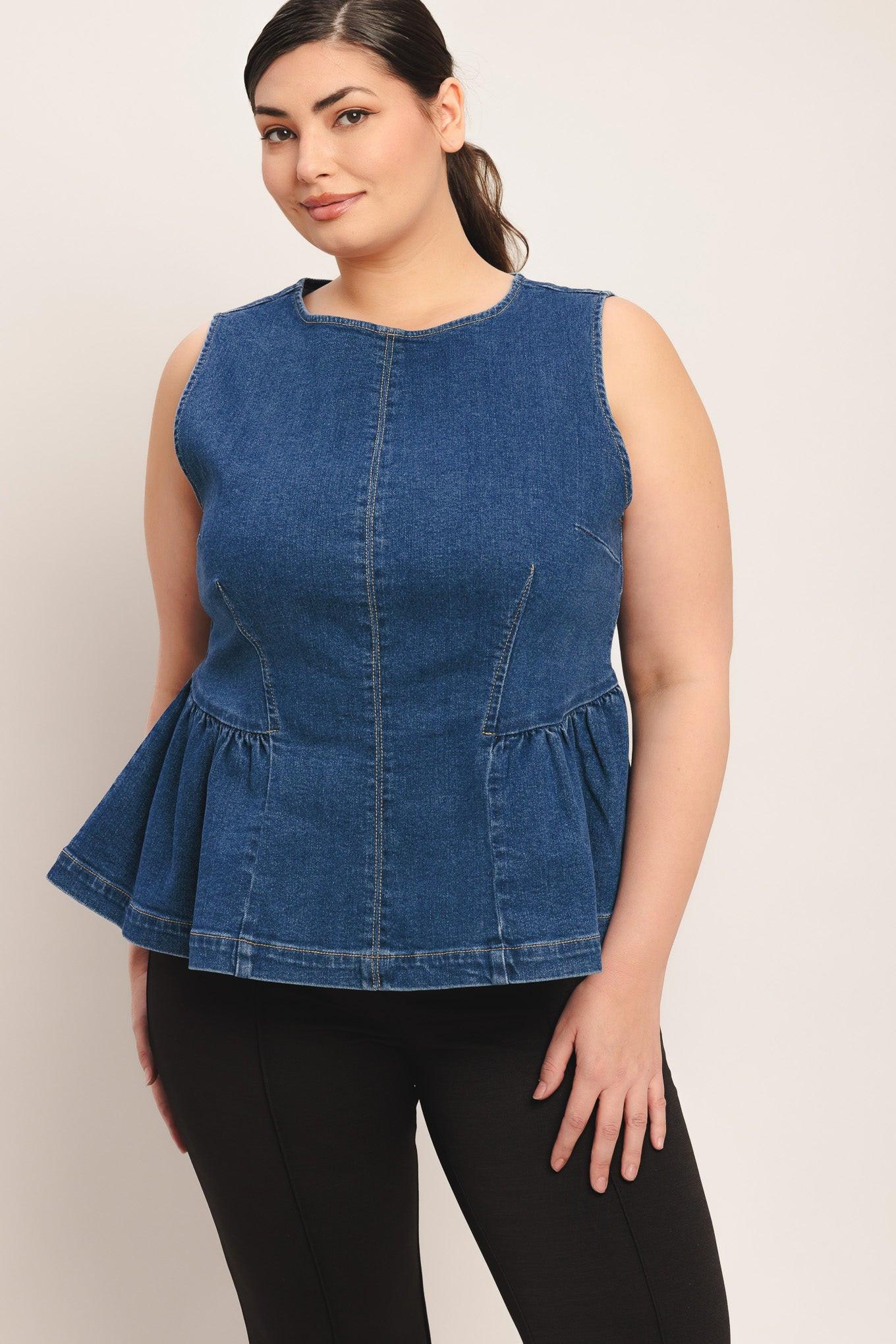 MODERN FLOUNCE DENIM TOP Flying Tomato