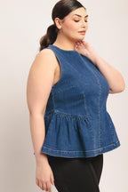 MODERN FLOUNCE DENIM TOP Flying Tomato