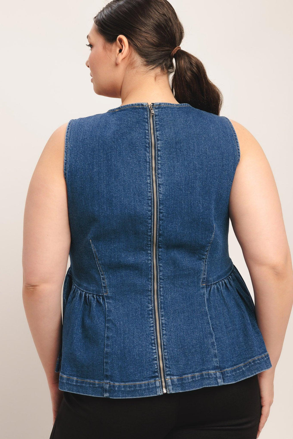 MODERN FLOUNCE DENIM TOP Flying Tomato