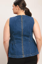 MODERN FLOUNCE DENIM TOP Flying Tomato