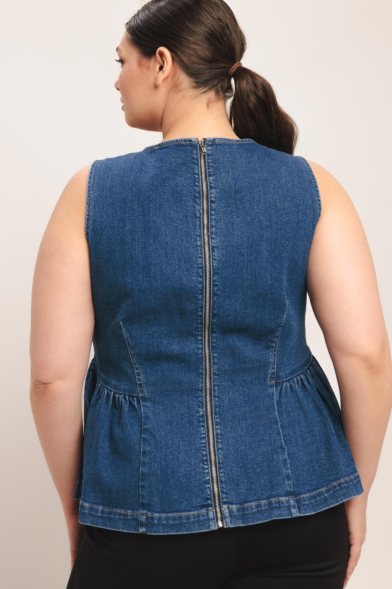MODERN FLOUNCE DENIM TOP Flying Tomato