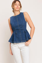 MODERN FLOUNCE DENIM TOP Flying Tomato