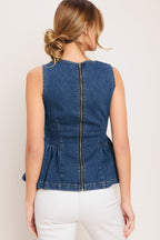 MODERN FLOUNCE DENIM TOP Flying Tomato