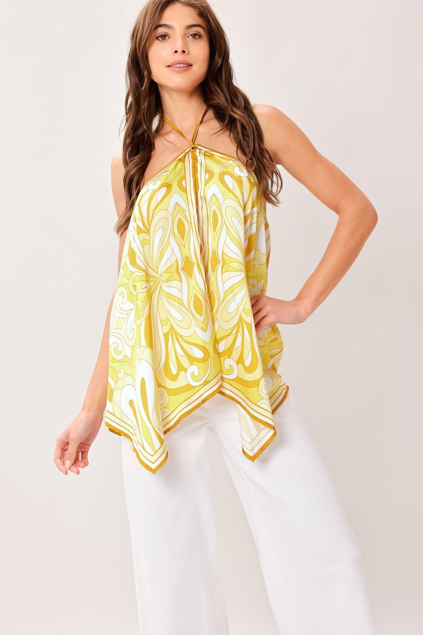 GOLDEN SWIRL WOVEN HANKY TOP Flying Tomato