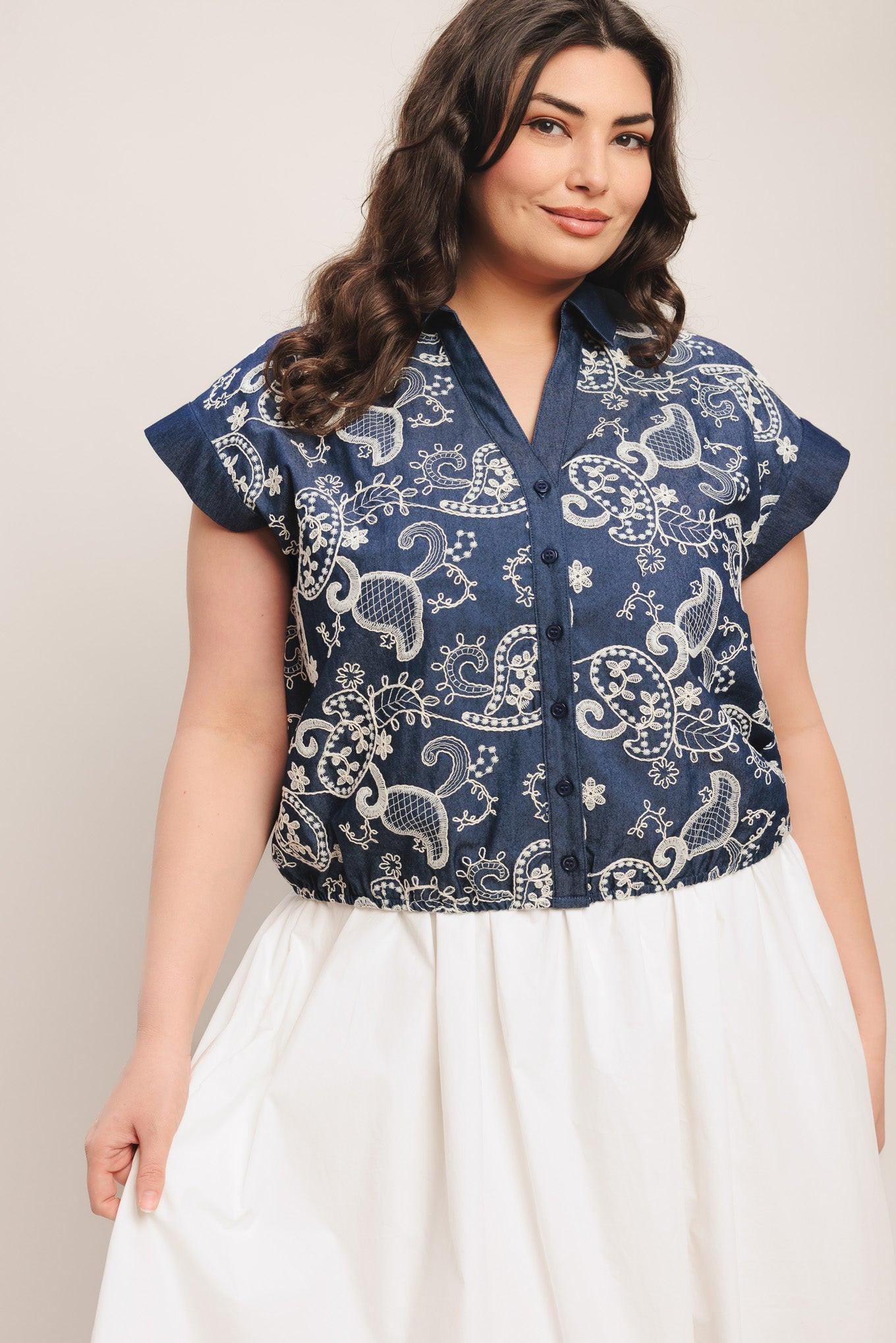 HANDCRAFTED FEEL EMBROIDERY TOP Flying Tomato