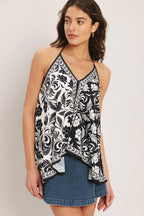BLACK RIVIERA WOVEN SCARF TOP Flying Tomato