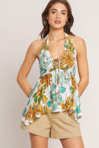 GOLDEN HOUR FLORAL WOVEN TOP Flying Tomato
