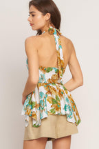 GOLDEN HOUR FLORAL WOVEN TOP Flying Tomato