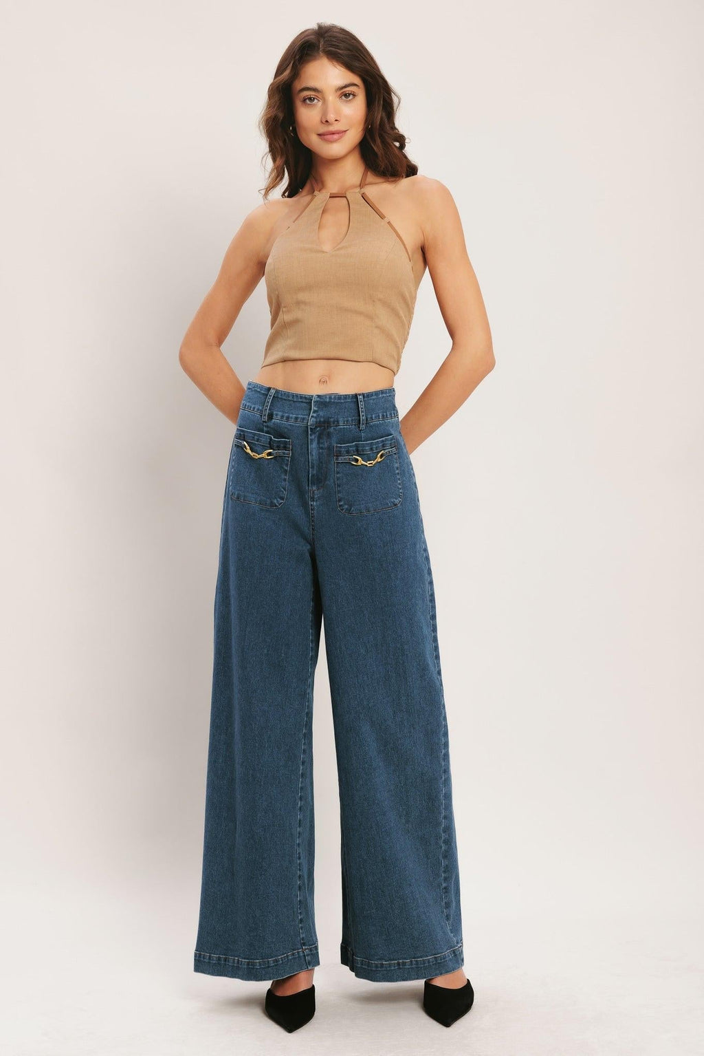 CARAMEL COAST WOVEN CROP TOP Flying Tomato